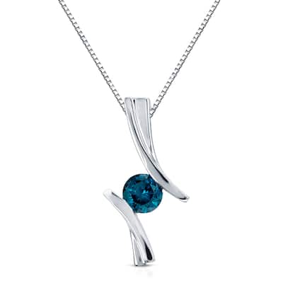 Auriya Contemporary 1/2ctw Round Blue Diamond Necklace 14k White Gold (I1-I2)