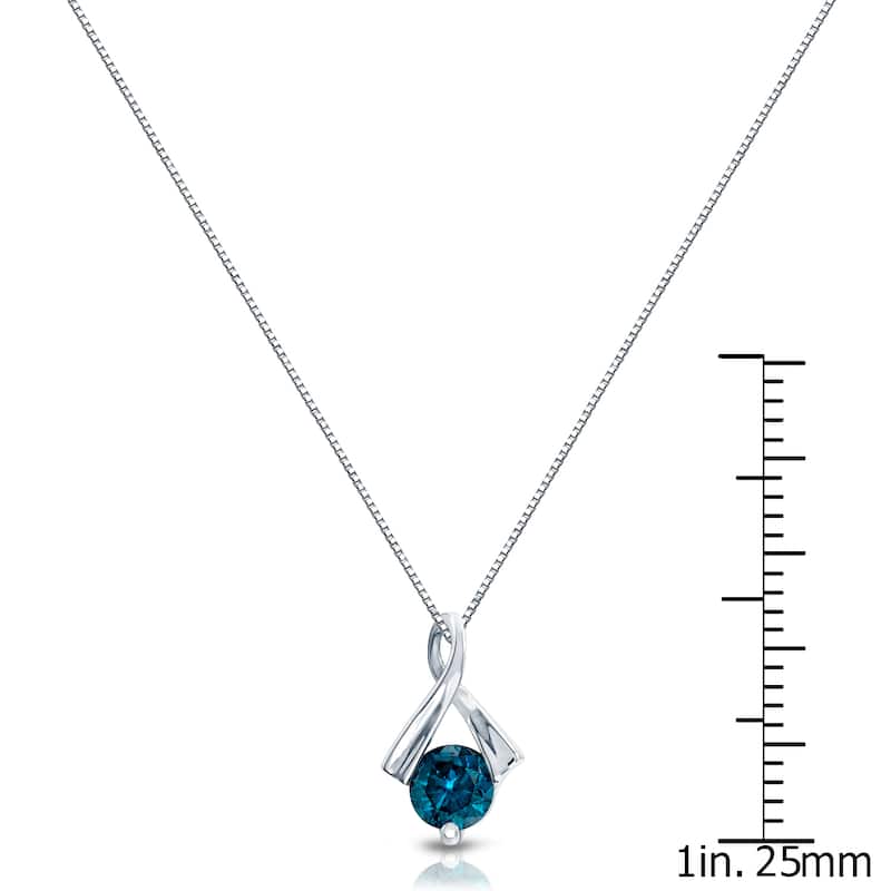 Auriya 1/2ctw Blue Diamond Ribbon Necklace 14k White Gold (I1-I2)