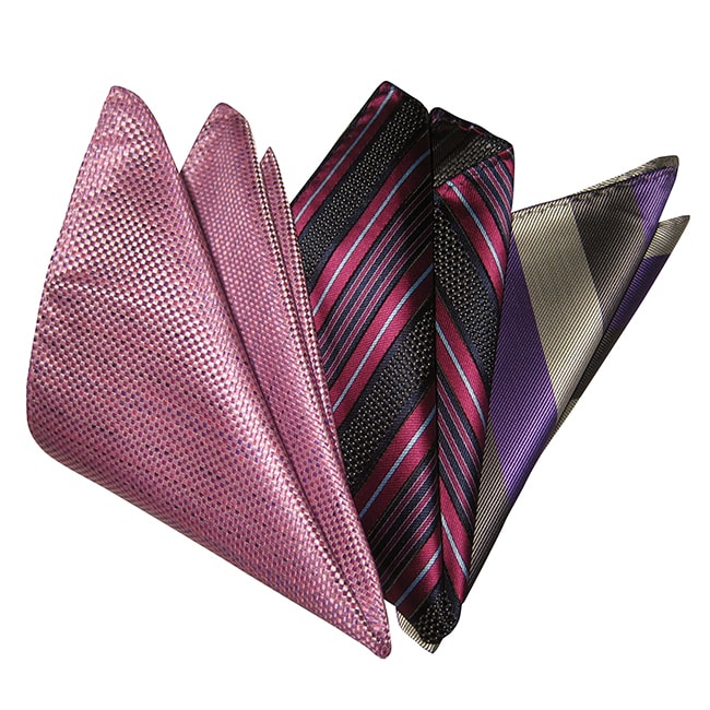 Dmitry Mens Blue/gray/pink Italian Silk Pocket Squares (pack Of 3)