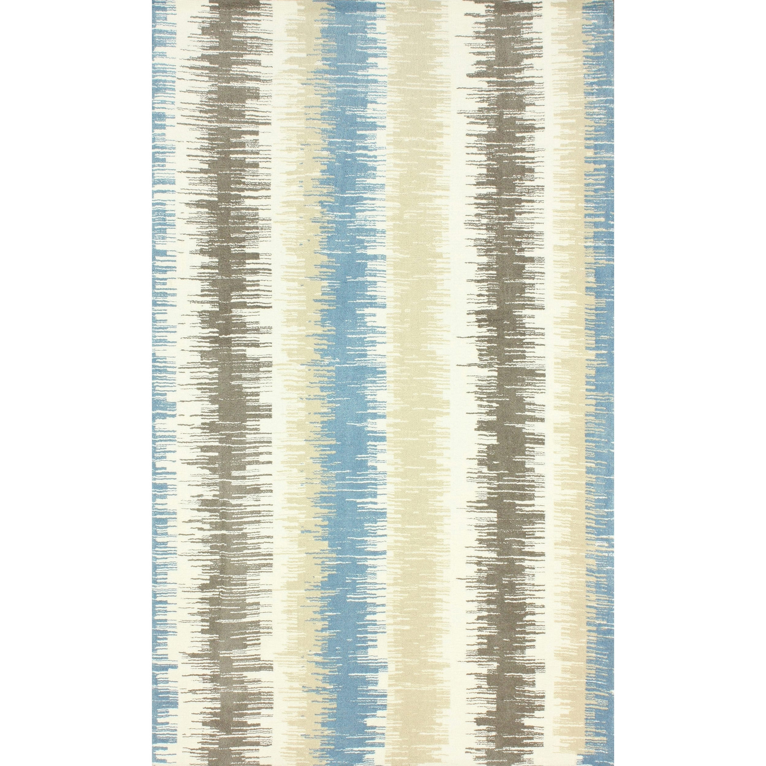 Nuloom Modern Microfiber Ombre Stripes Blue Rug (76 X 96)