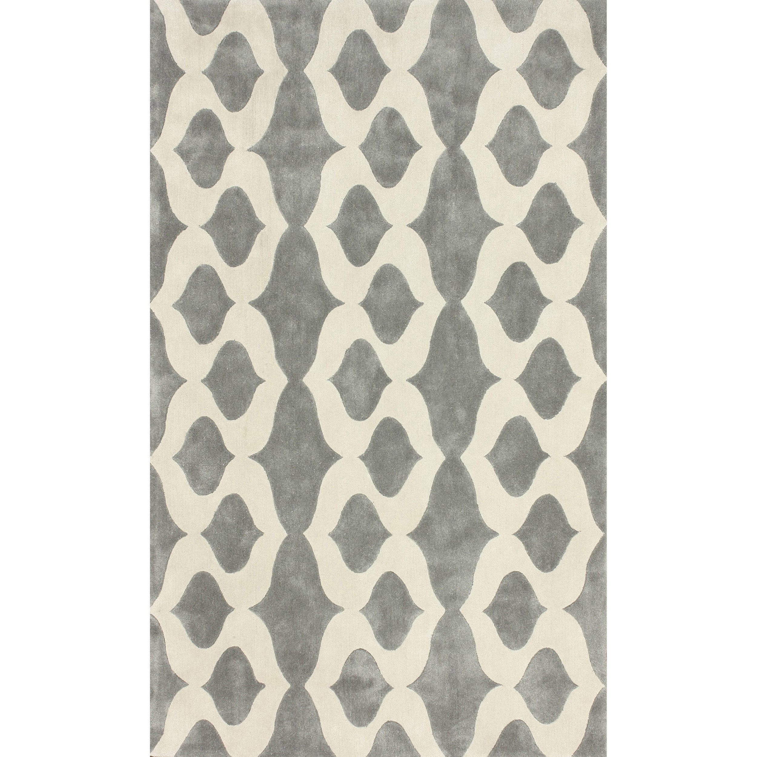 Nuloom Handmade Squiggles Grey Rug (76 X 96)