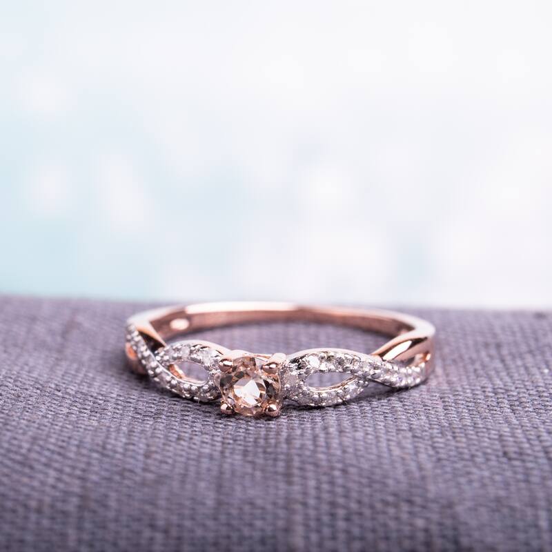 Miadora Roseplated Silver Morganite and 1/10ct TDW Diamond Ring (G-H, I2-I3)