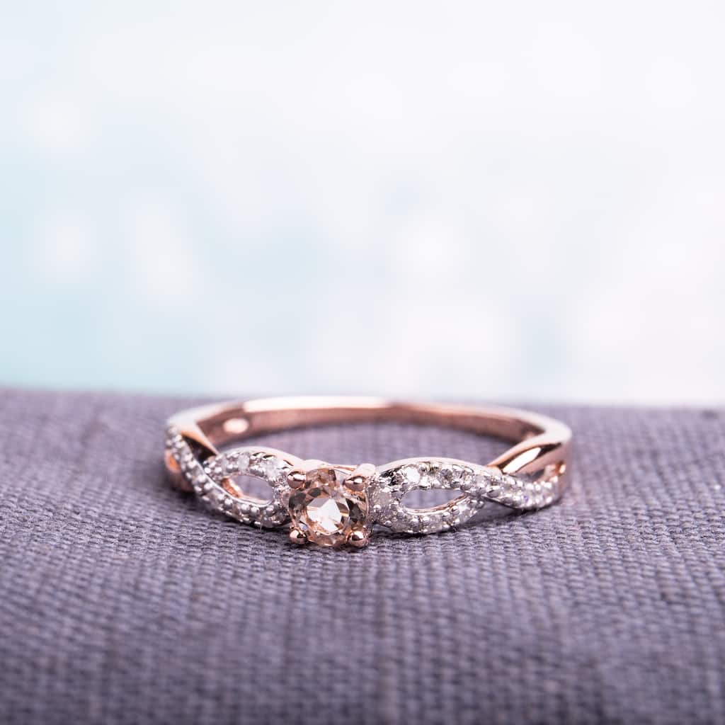 Miadora Roseplated Silver Morganite and 1/10ct TDW Diamond Ring (G-H, I2-I3)