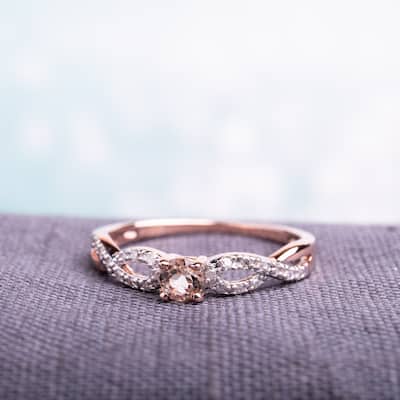 Miadora Roseplated Silver Morganite and 1/10ct TDW Diamond Ring (G-H, I2-I3)