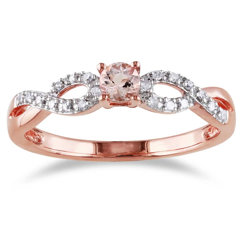 Miadora Roseplated Silver Morganite and 1/10ct TDW Diamond Ring (G-H, I2-I3) - 4.5