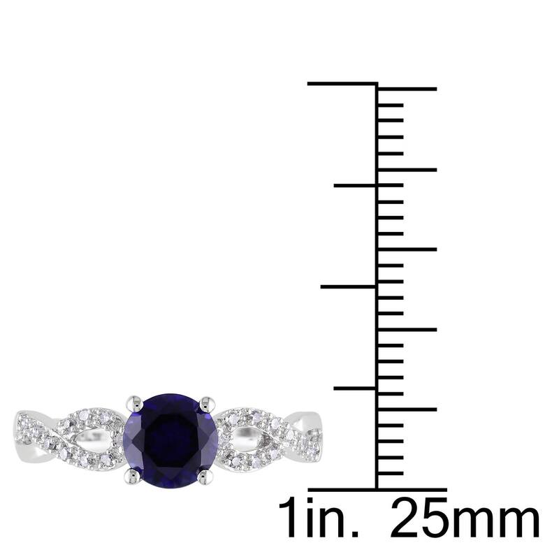 Miadora 10k White Gold Blue Sapphire and 1/10ct TDW Diamond Ring (G-H, I1-I2)