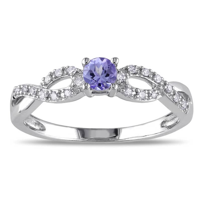 Miadora Sterling Silver Tanzanite and 1/10ct TDW Diamond Ring (H-I, I2-I3) - 5