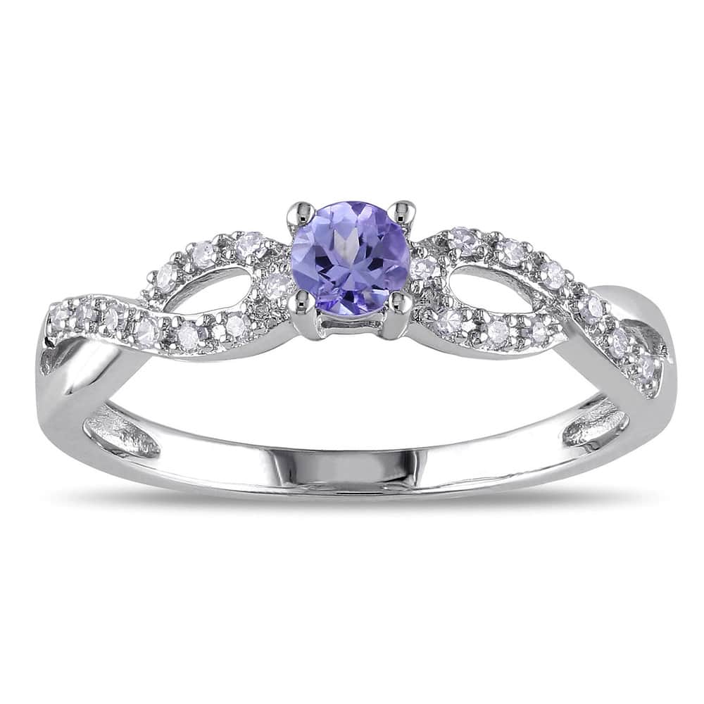 Miadora Sterling Silver Tanzanite and 1/10ct TDW Diamond Ring (H-I, I2-I3)