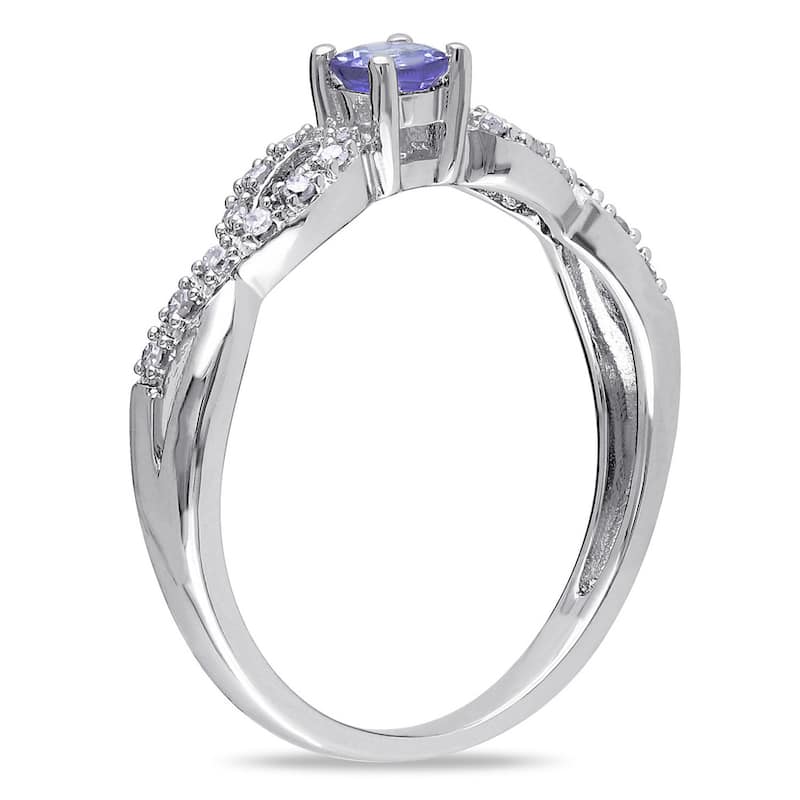Miadora Sterling Silver Tanzanite and 1/10ct TDW Diamond Ring (H-I, I2-I3)