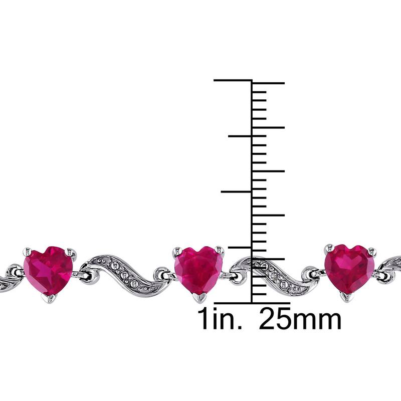 Miadora Sterling Silver Created Ruby and Diamond Accent Heart Bracelet