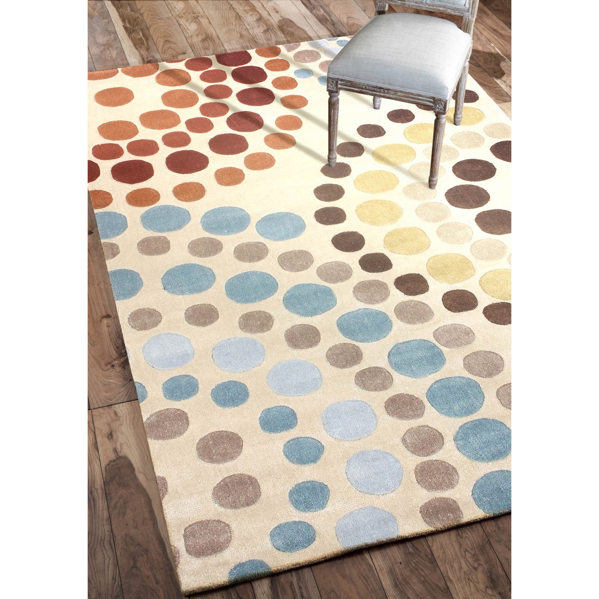 Nuloom Hanmade Modern Abstract Rings Beige Rug (76 X 96)