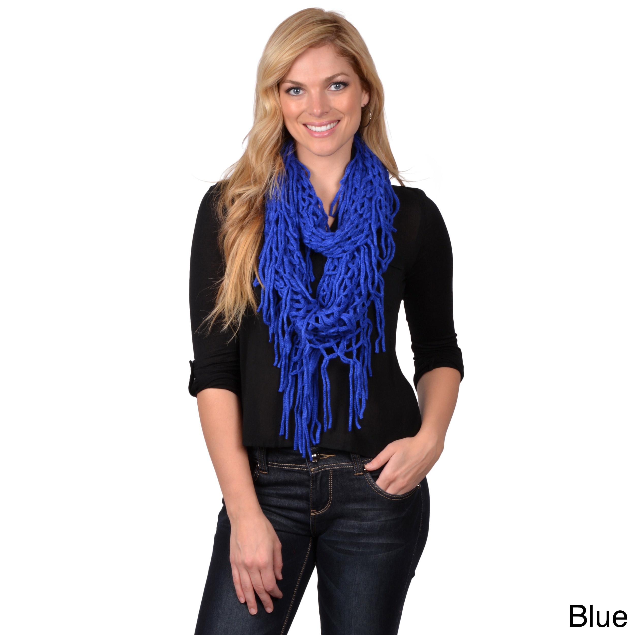 Journee Collection Womens Fringed Knit Figure 8 Scarf