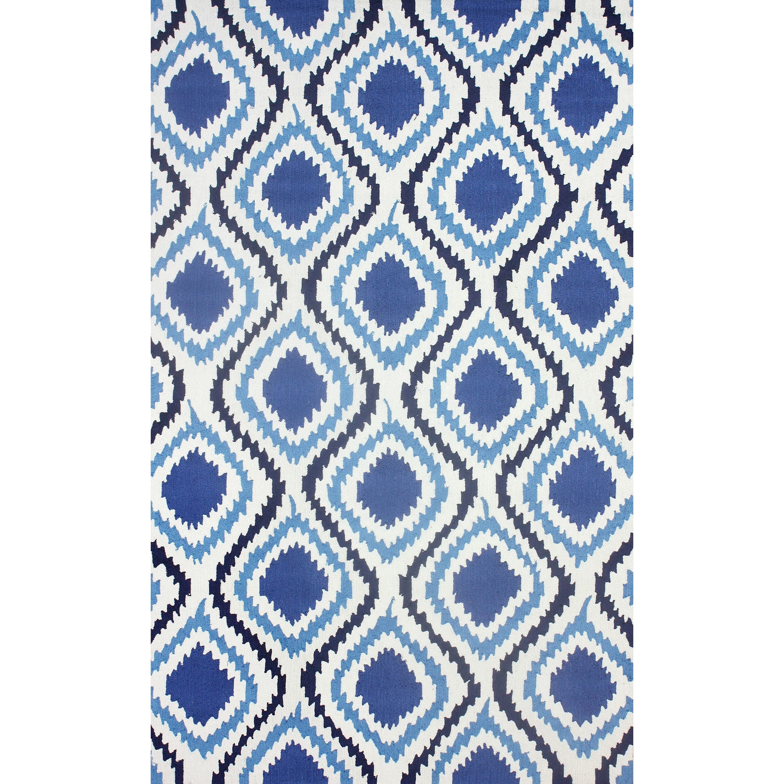 Nuloom Handmade Modern Ikat Blue Polyester Rug (76 X 96)