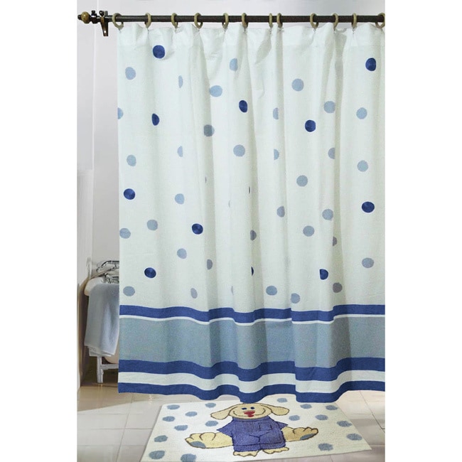 Elsie Dot And Stripe Cotton Shower Curtain