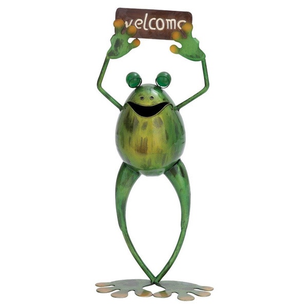 welcome frog garden statue
