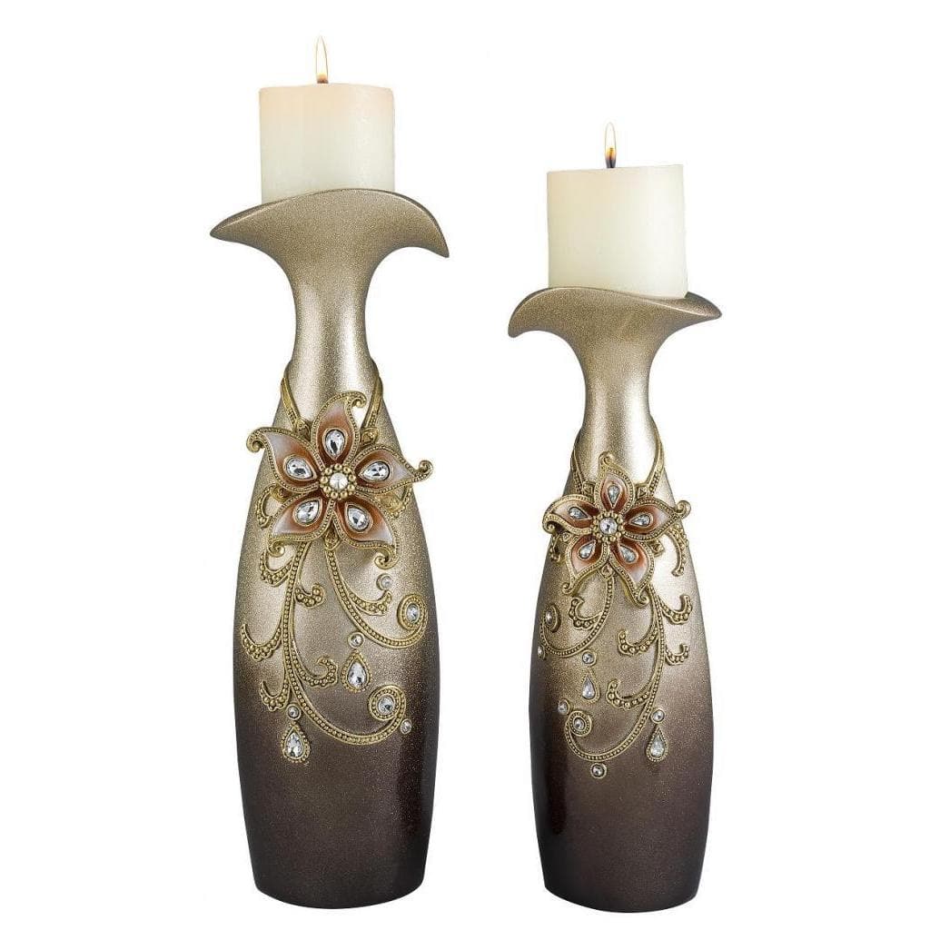 14-Inch to 16-Inch Sapphire Rose Candleholder Set