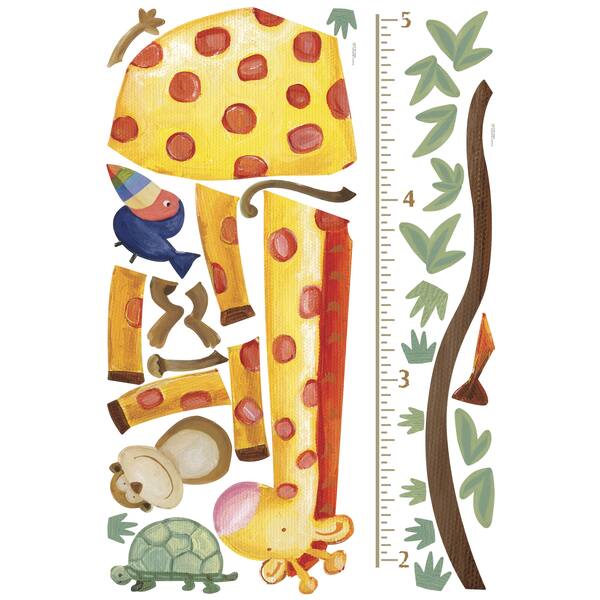 dimension image slide 1 of 2, Jungle Adventure Giraffe Peel & Stick Growth Chart