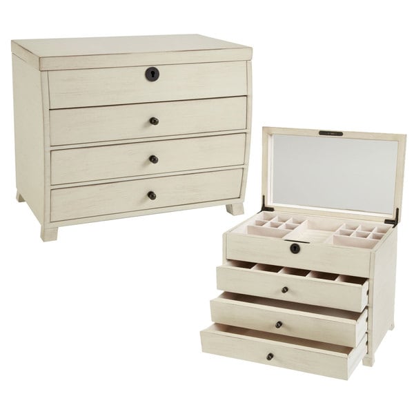 Shop Seya Vintage White Wooden Jewelry Box with Mirror Free Shipping