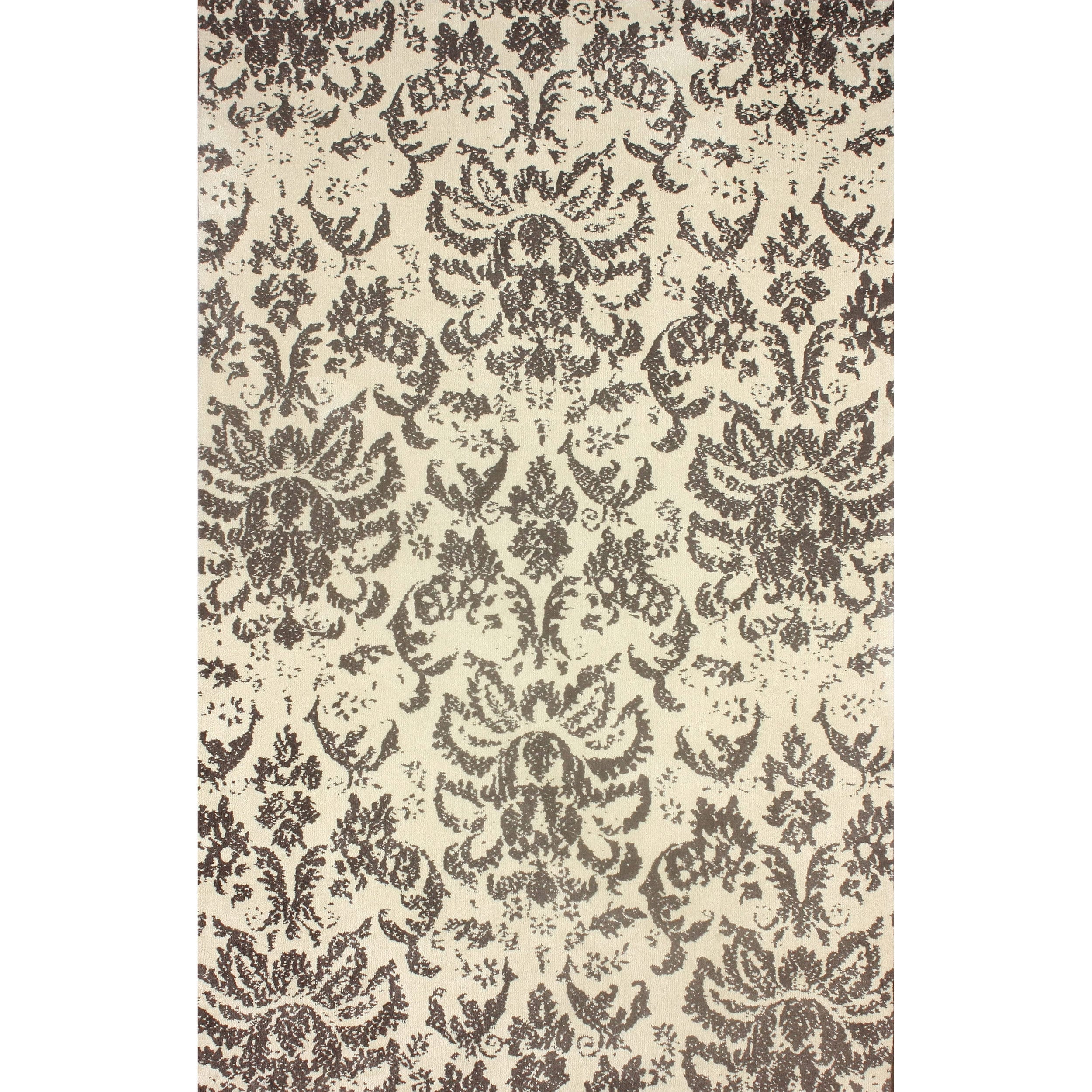 Nuloom Transitional Damask Microfiber Brown Rug (5 X 8)