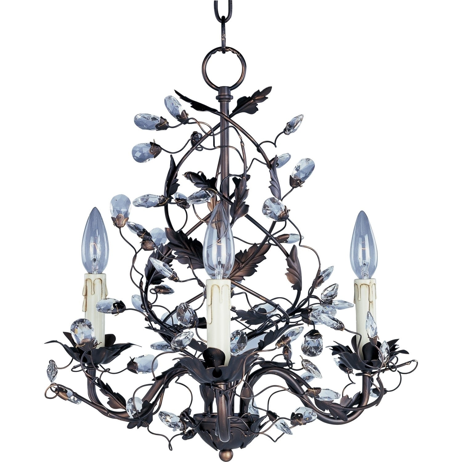 Elegante 3 light Chandelier (IronFixture finish Oil rubbed bronzeNumber of lights Three (3)Dimensions 18 inches high x 19 inches wide x 19 inches long)