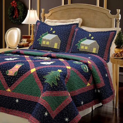 Cozy Line Christmas Night Patchwork Quilt Bedding Set
