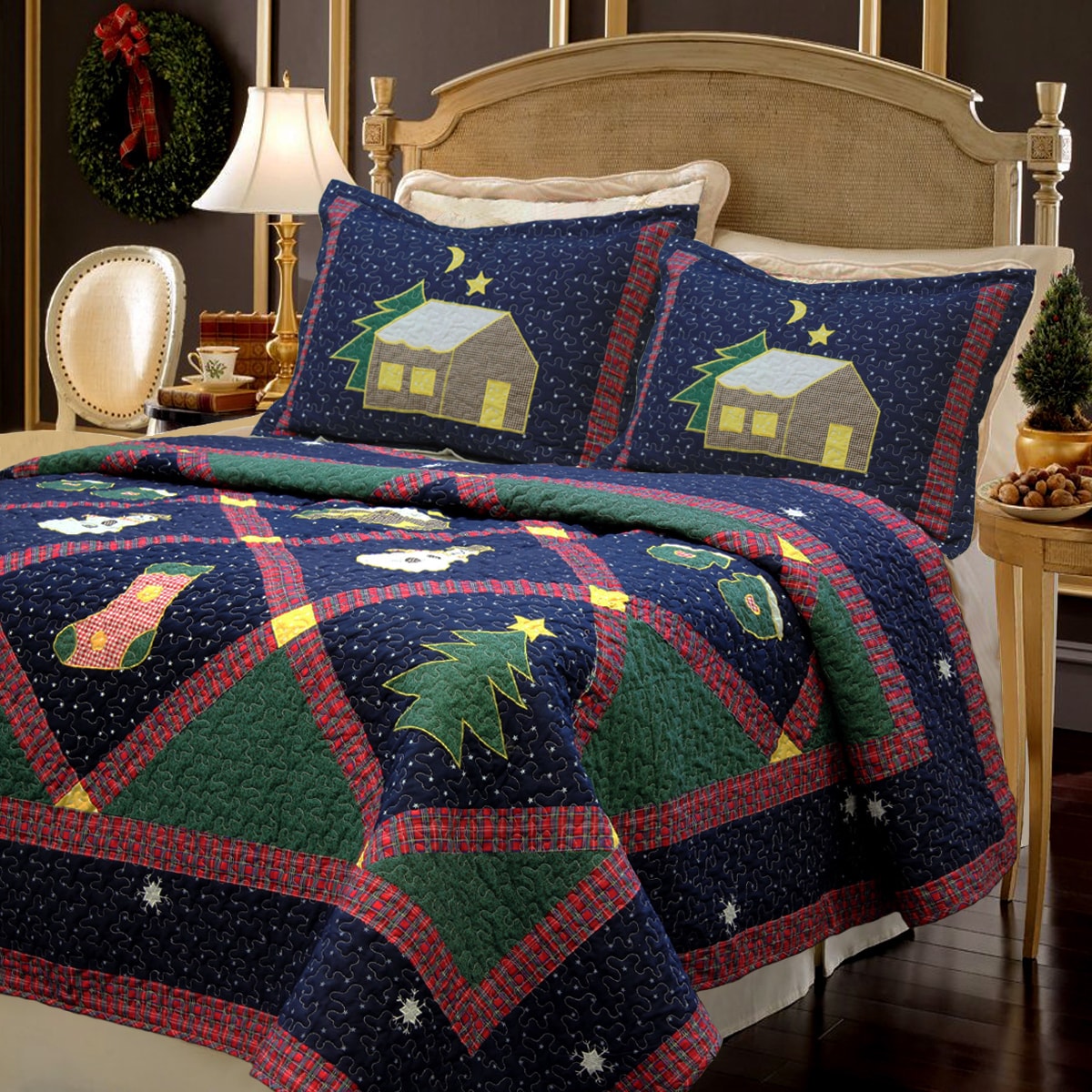 Christmas Night Cotton 3 piece Quilt Set