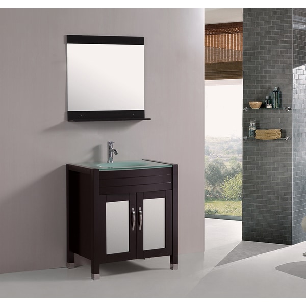 kokols Tempered Glass Top 30-inch Single Sink Bathroom ...