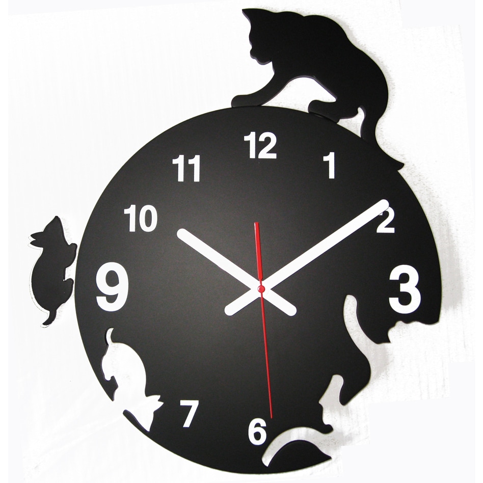 Modern Time Chaser Kitty Cat Clock