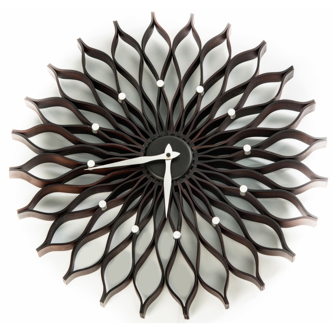 19 inch Nelson Espresso Bent Wood Sunflower Clock