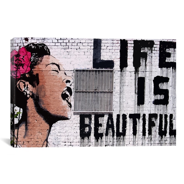 iCanvas Banksy 'Life Is Beautiful' Canvas Print Wall Art Free