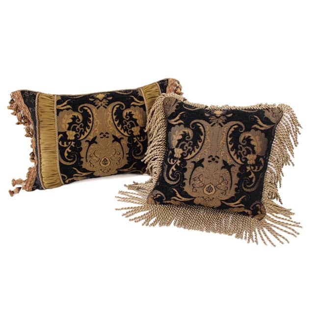 PCHF China Art Black Luxury Pillows (Set of 2) - Black