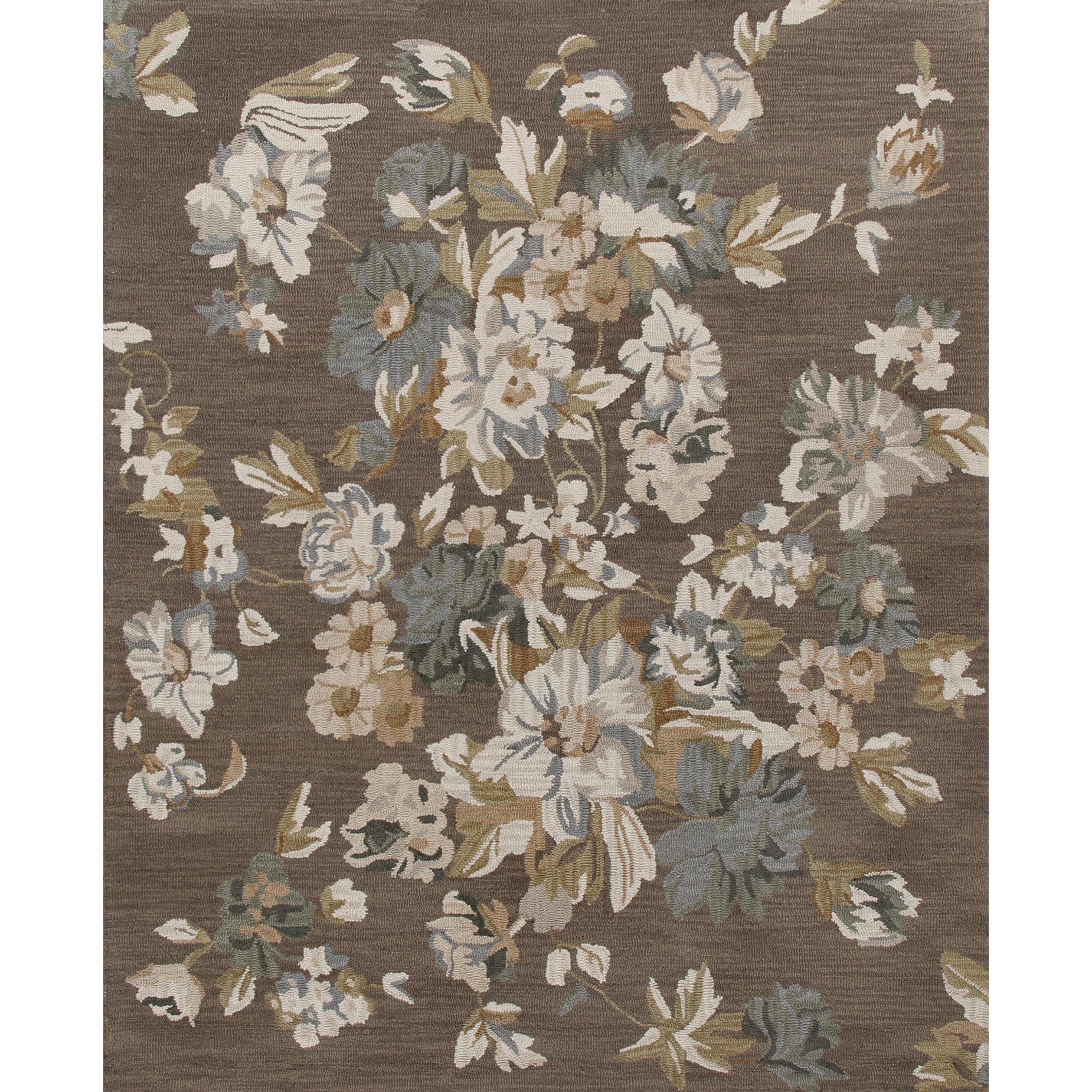 Handmade Bouquet Floral Brown Rug ( 8 X 10)