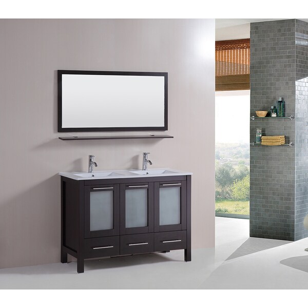 Kokols 48 Inch Double Vanity Bathroom Ceramic Sink Cabinet Kokols 48 Inch Double Vanity Bathroom Ceramic Sink Cabinet Combo Set