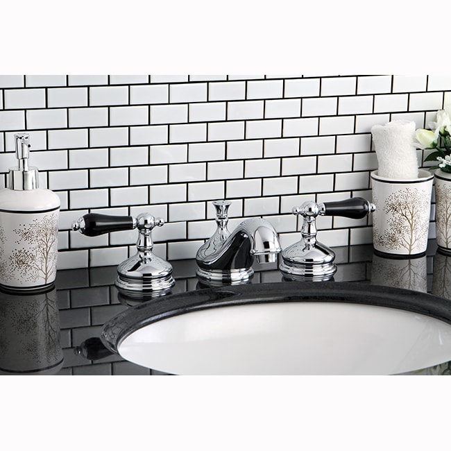 Modern Chrome And Black Widespread Bathroom Faucet