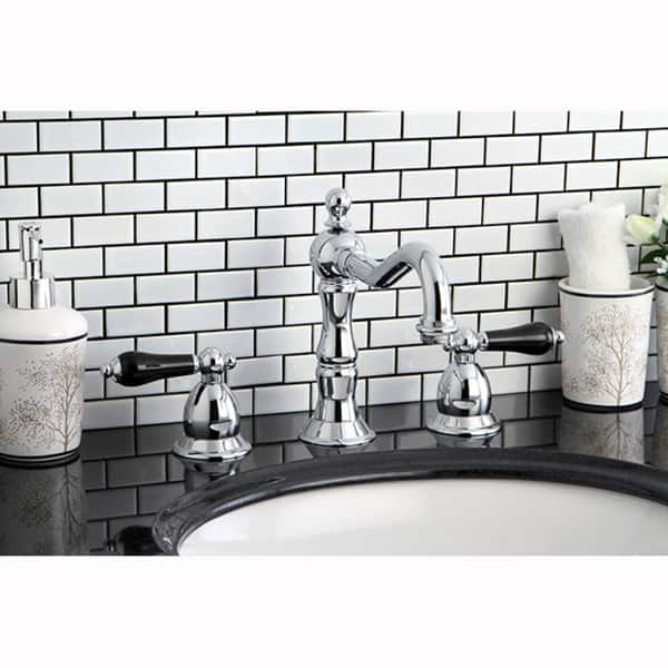 Shop Elegant Chrome And Black Widespread Bathroom Faucet Free