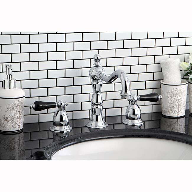 Kingston Brass Elegant Chrome and Black Widespread Bathroom Faucet