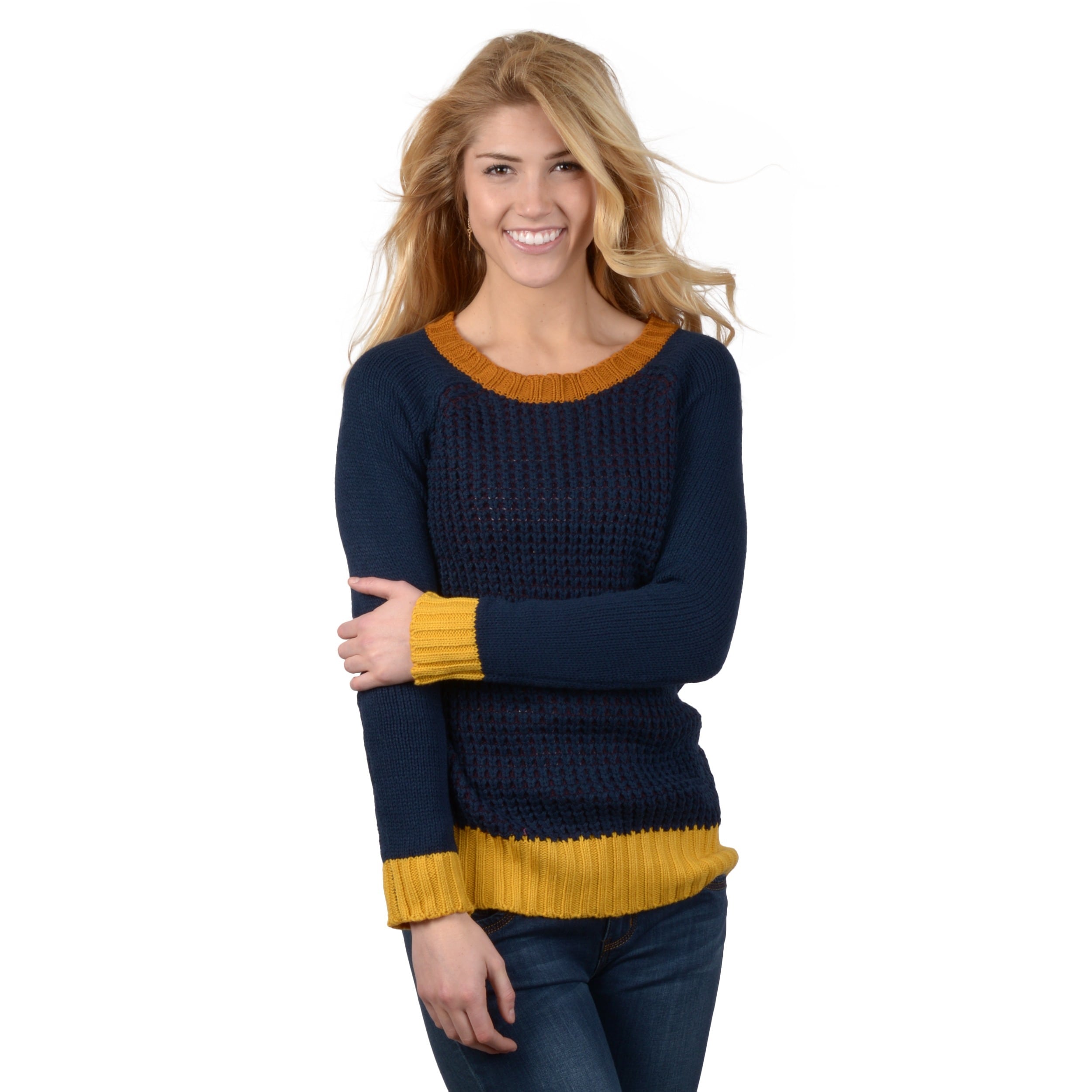 Journee Collection Juniors Tonal Scoop Neck Sweater