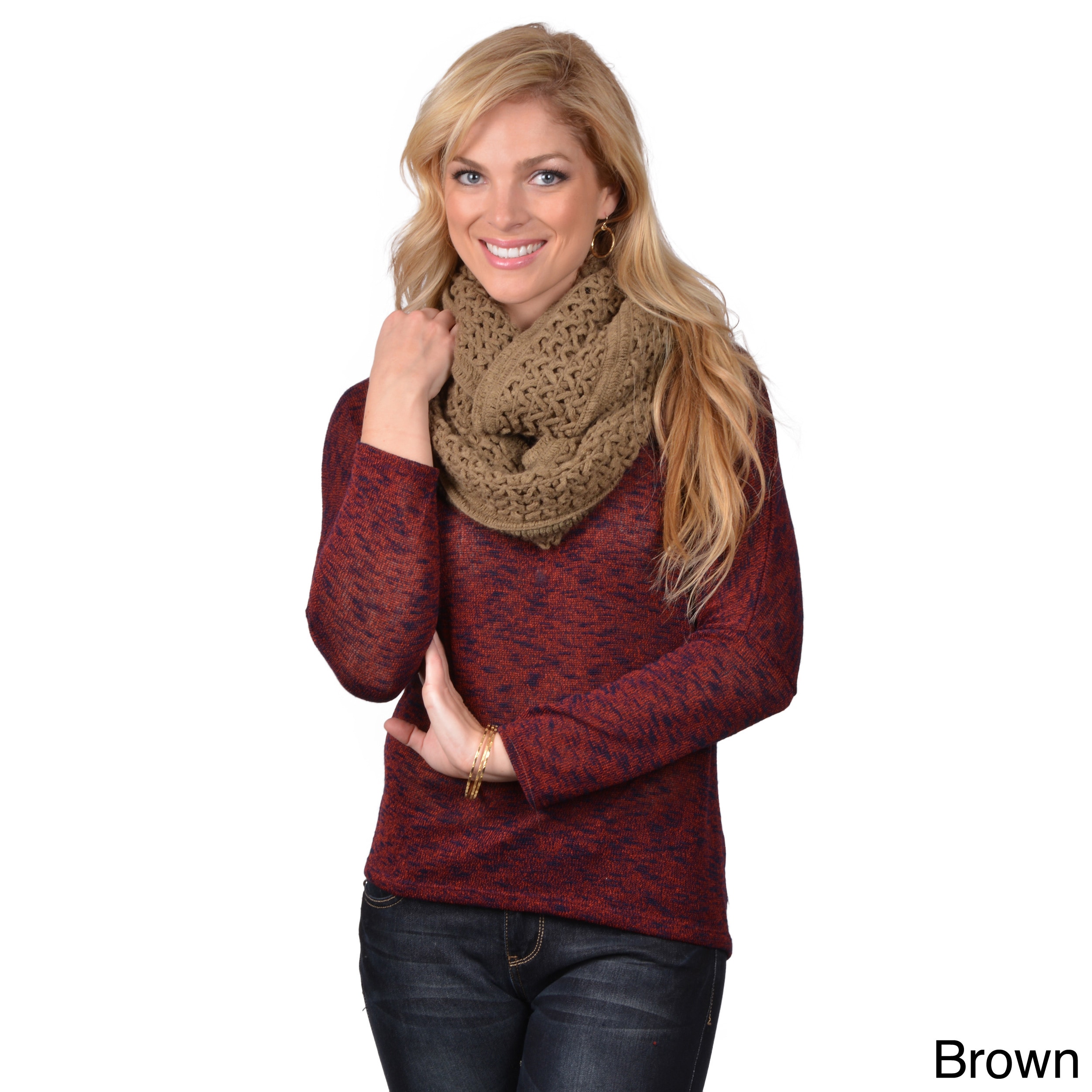 Journee Collection Womens Braided Knit Figure 8 Scarf