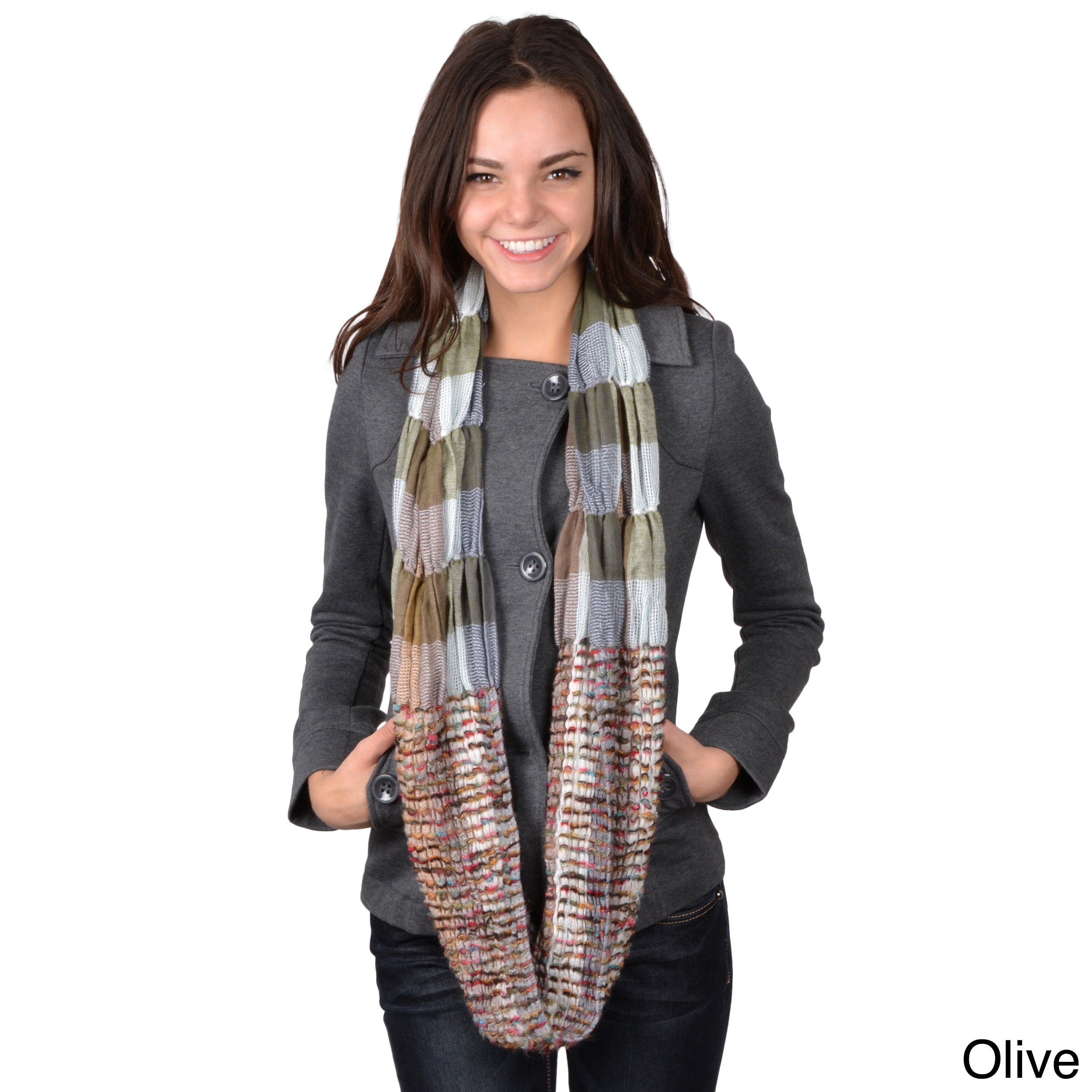 Journee Collection Womens Multi color Ruched Figure 8 Scarf