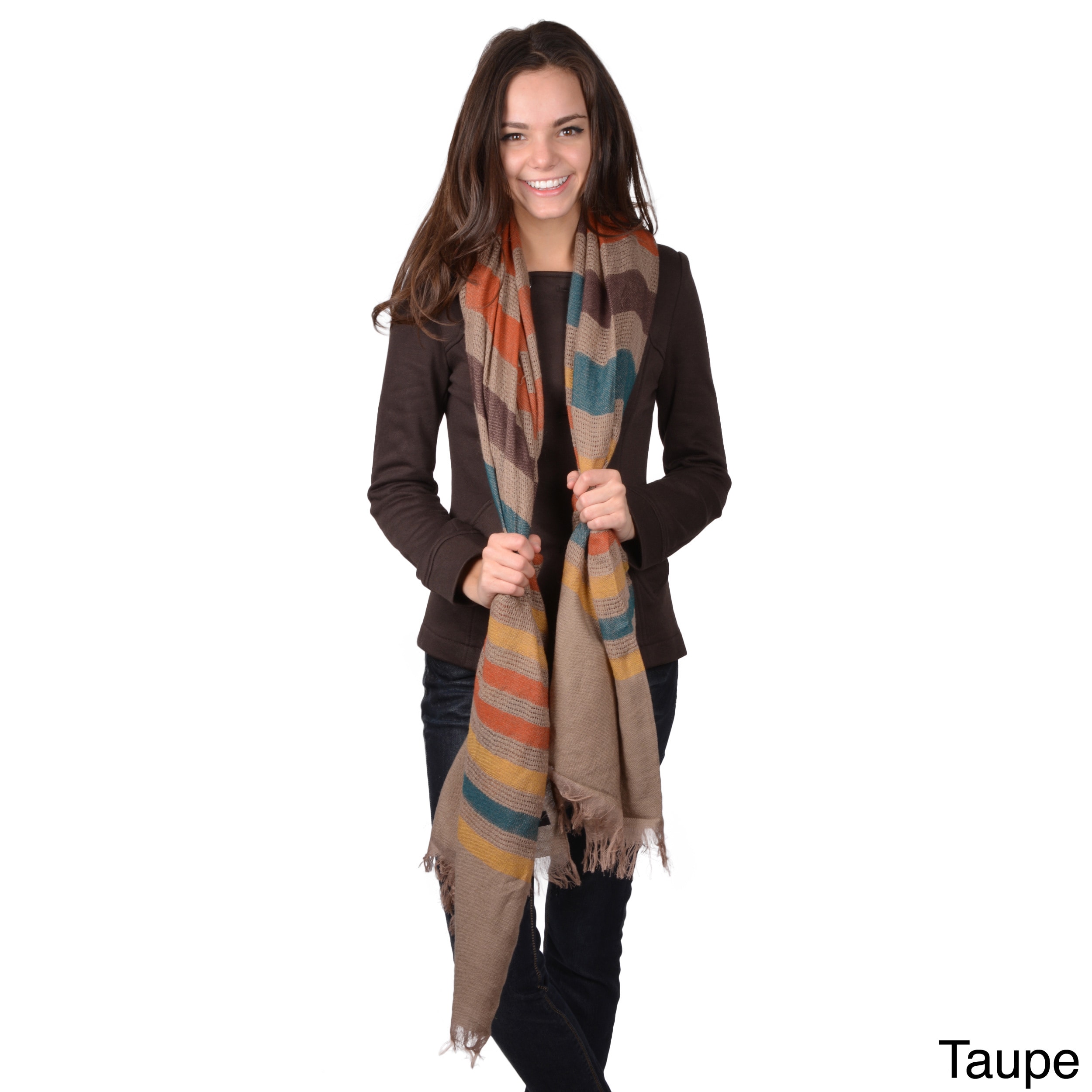 Journee Collection Womens Multi color Striped Scarf