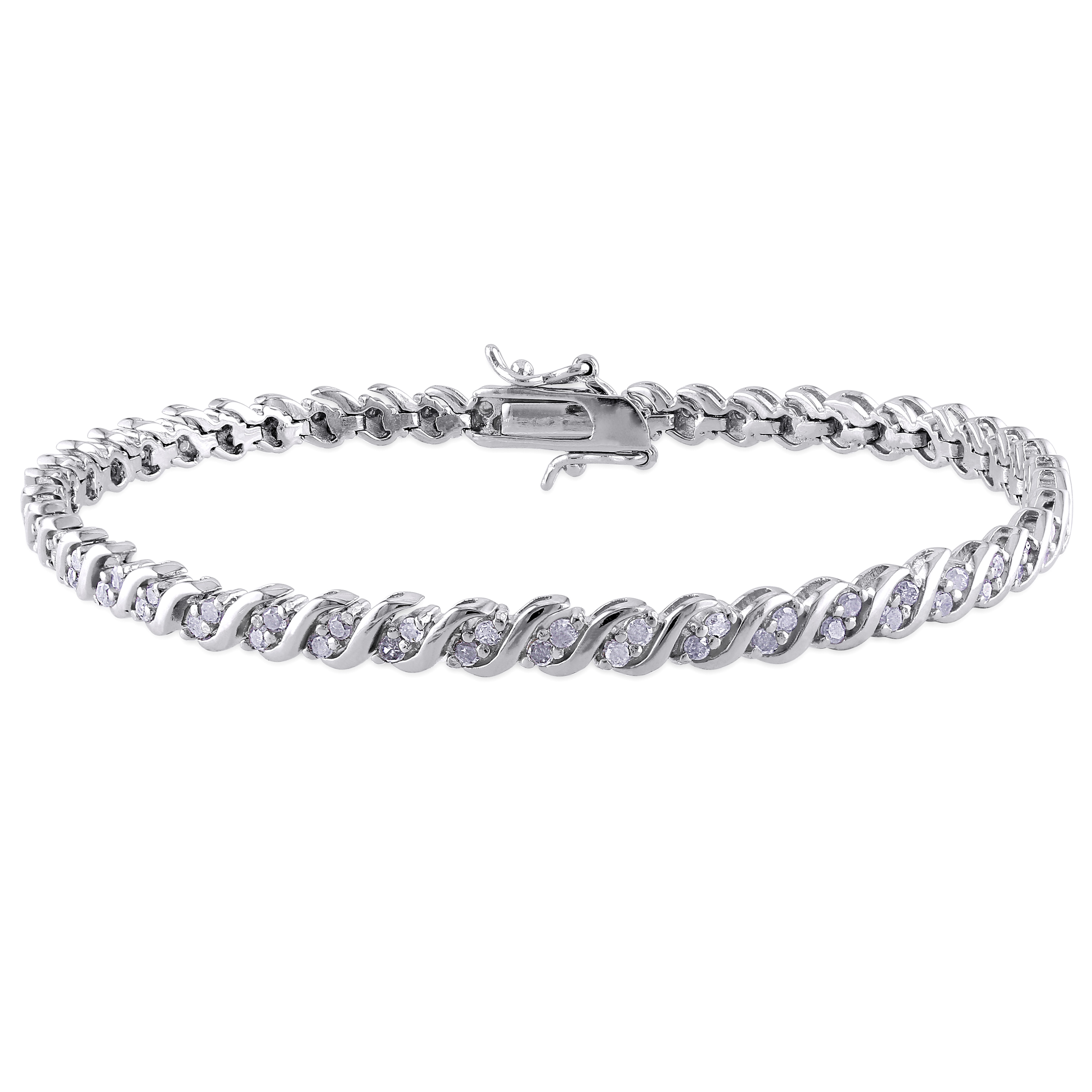 Miadora Sterling Silver 1ct TDW Diamond Tennis Bracelet