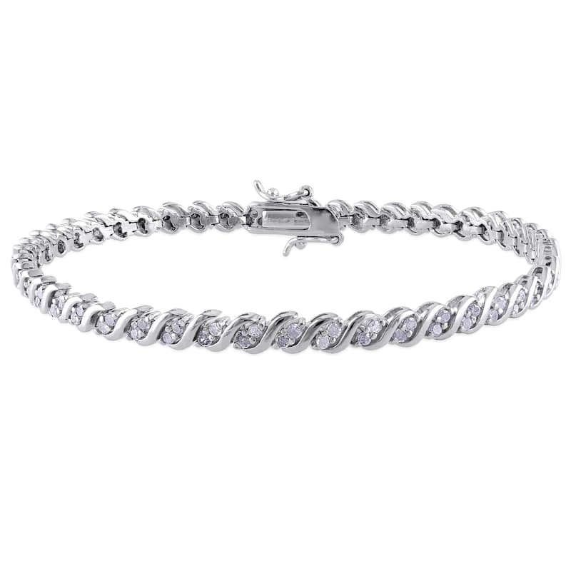 Miadora Sterling Silver 1ct TDW Diamond Tennis Bracelet