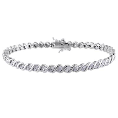 Miadora Sterling Silver 1ct TDW Diamond Tennis Bracelet