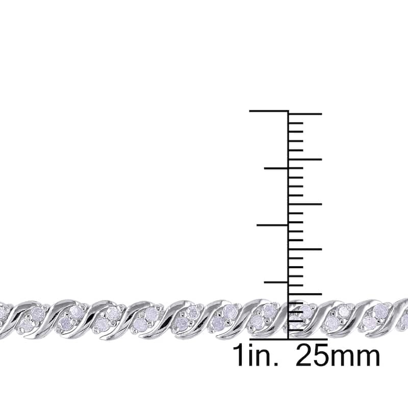 Miadora Sterling Silver 1ct TDW Diamond Tennis Bracelet