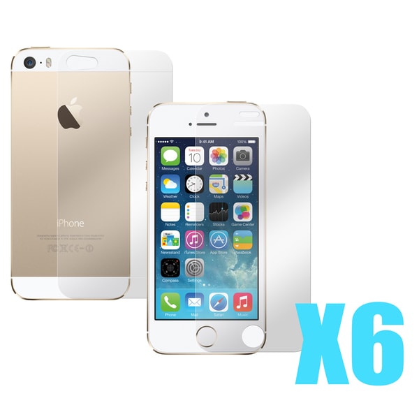 Gearonic 6 set Glossy Clear Double-Sided Screen Guard Protectors Films For Apple iPhone 5 5S