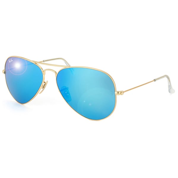 Ray Ban 'RB3025' Unisex Matte Gold/ Blue Metal Aviator Sunglasses Ray Ban Fashion Sunglasses