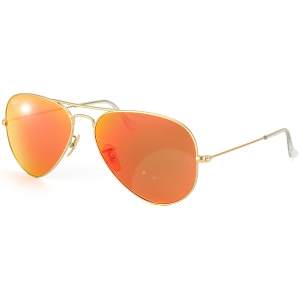 Ray Ban 'RB3025' Unisex 112/69 Matte Gold/ Red Metal Aviator Sunglasses Ray Ban Fashion Sunglasses