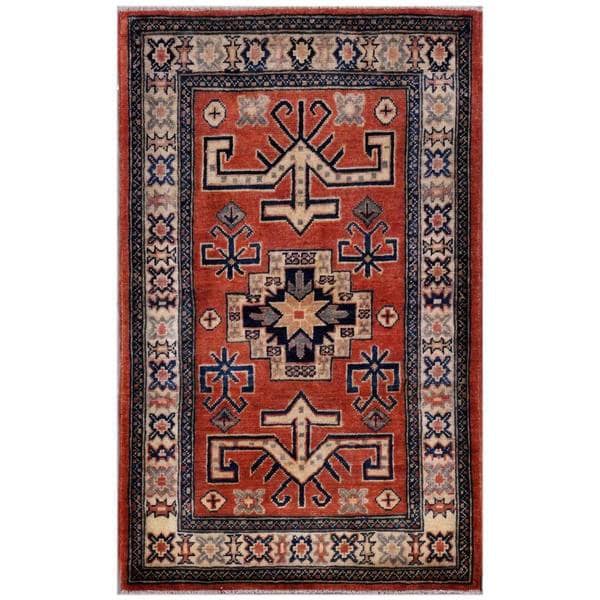 Afghan Hand knotted Kazak Rust/ Ivory Wool Rug (2'7 x 4'3) 3x5   4x6 Rugs