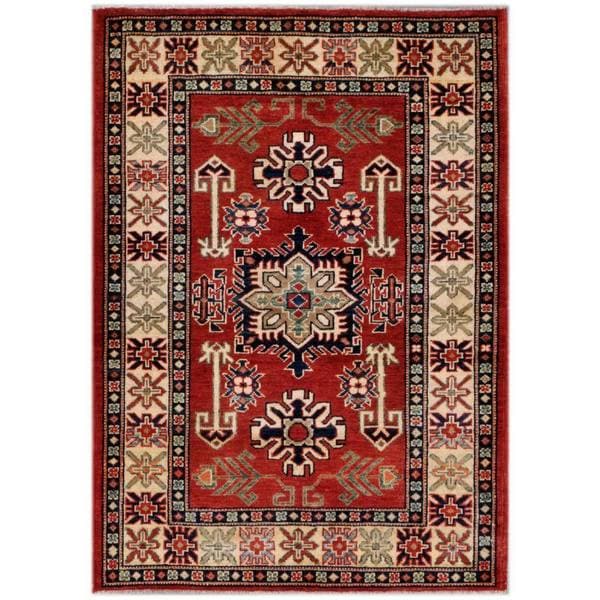 Afghan Hand knotted Kazak Rust/ Ivory Wool Rug (3'3 x 4'6) 3x5   4x6 Rugs