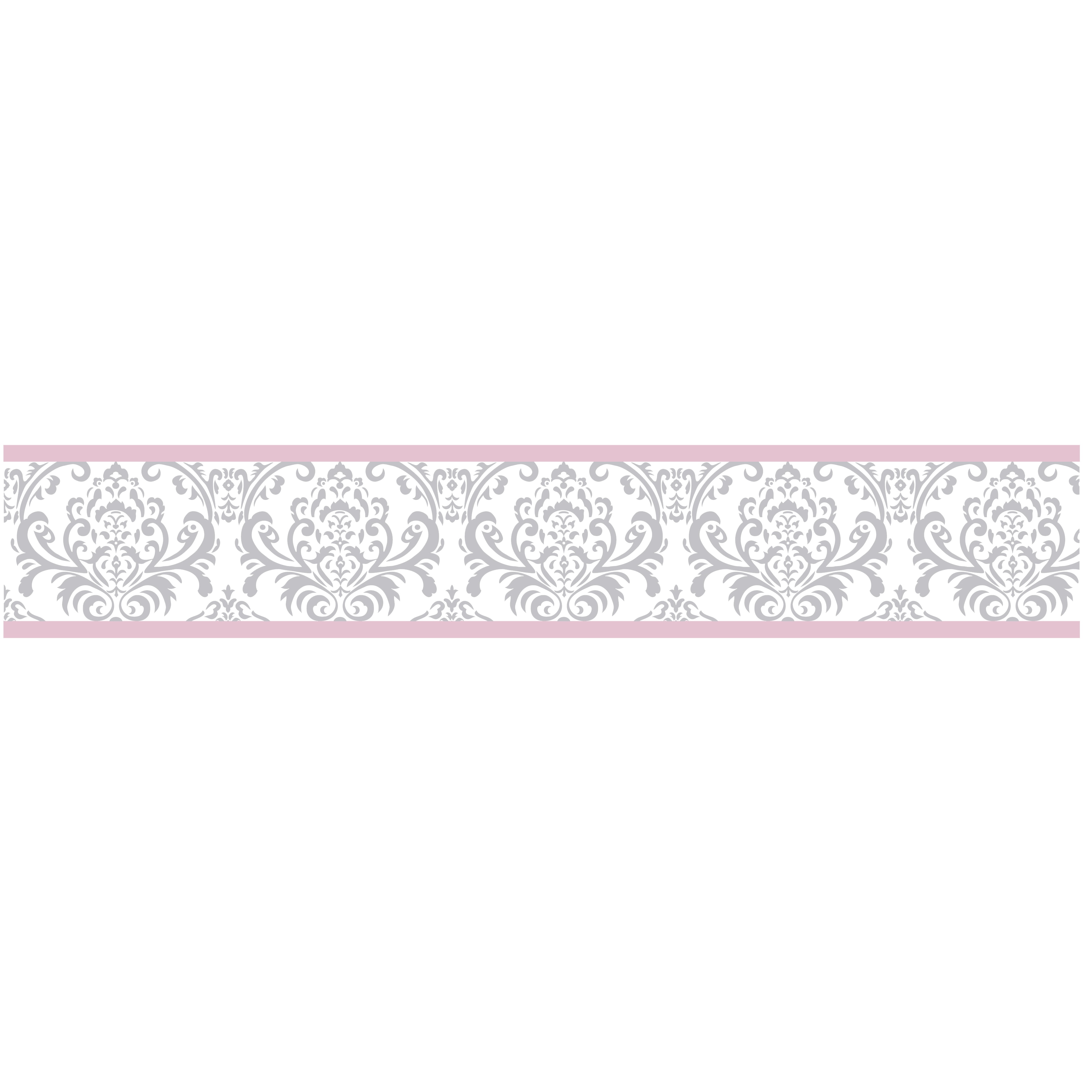 Sweet Jojo Designs Pink, Grey And White Elizabeth Modern Wall Paper Border
